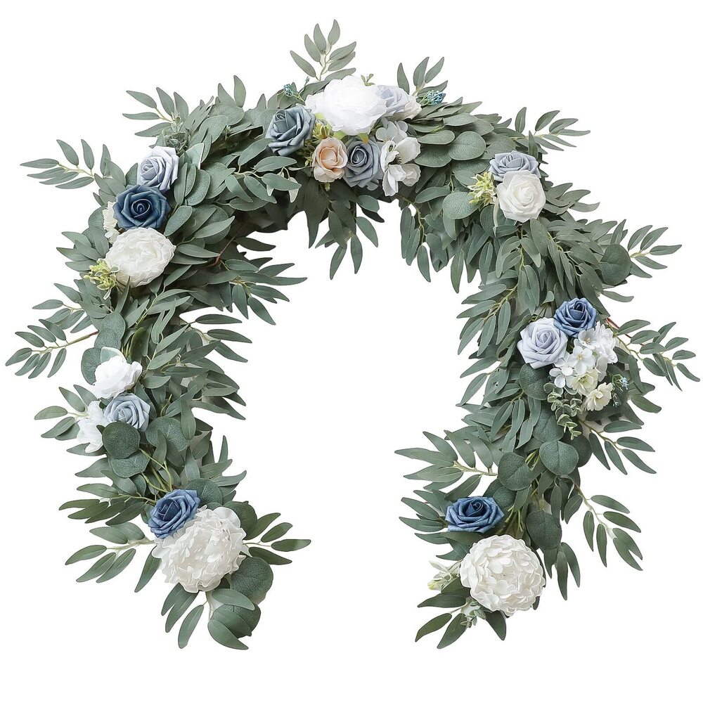 1235 6ft Artificial Eucalyptus Garland with Flowers Greenery Faux Floral